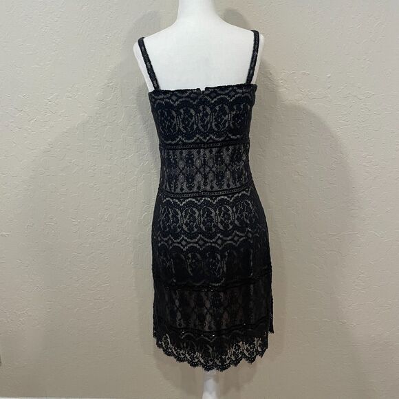 ~ Black sz 6 Cocktail Dress LBD Lace Sequin Sparkle Semi-Formal Rimini by Shaw - Picture 5 of 15